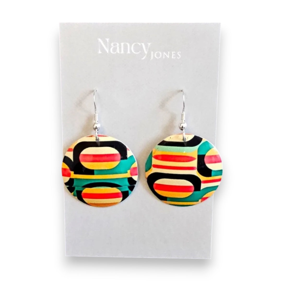 Retro TV Discs -  Drop Earrings