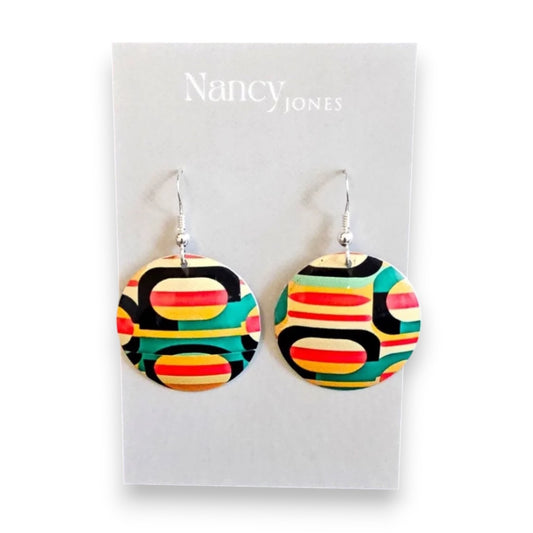 Retro TV Discs -  Drop Earrings