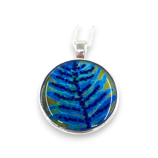 Small Circular Pendant - Blue & Gold