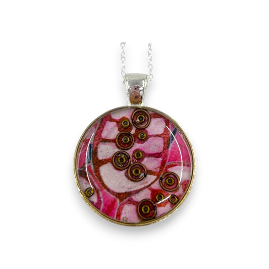 Small Circular Pendant - Pink & Gold
