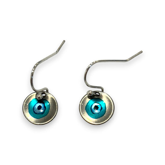 Inky Short Drop Earrings - Silver & Turquoise