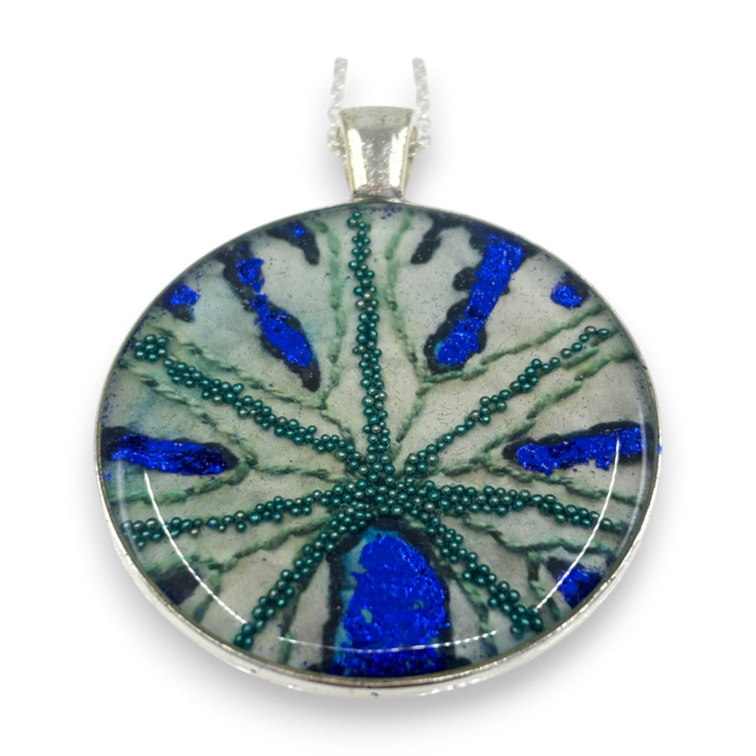 Large Circular Pendant - Green & Blue