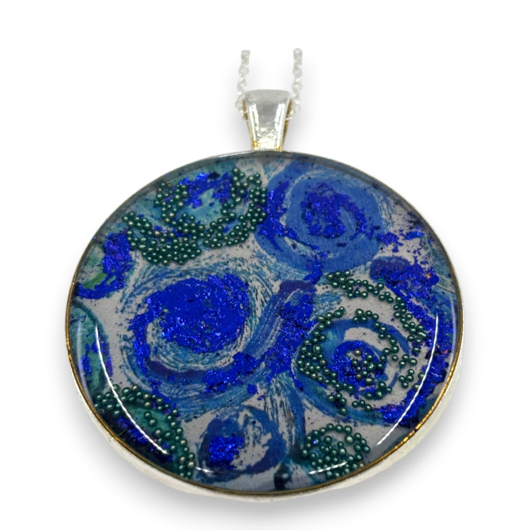 Large Circular Pendant - Green & Blue