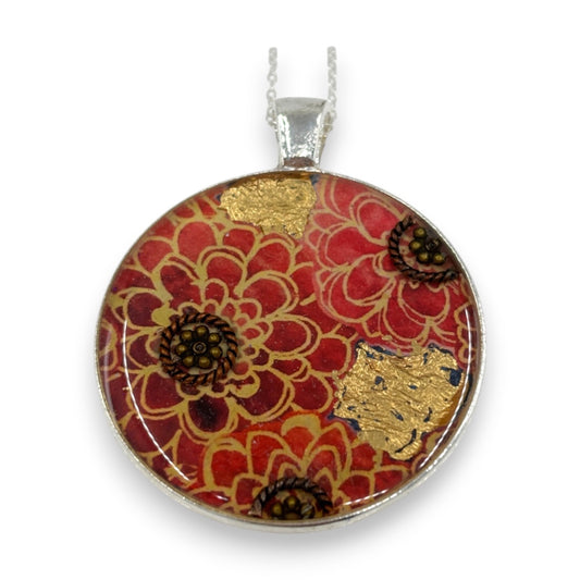 Large Circular Pendant - Pink & Gold