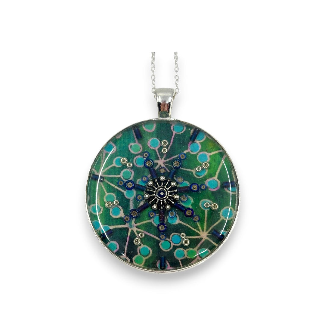 Large Circular Pendant - Green & Blue