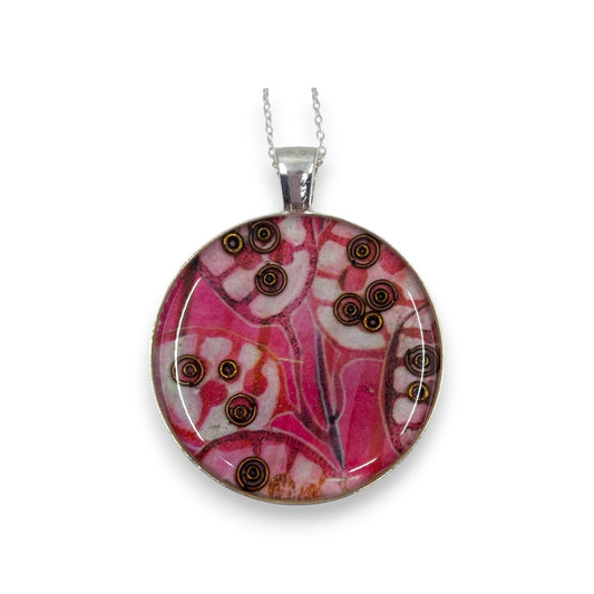 Large Circular Pendant - Blue, Green & Silver