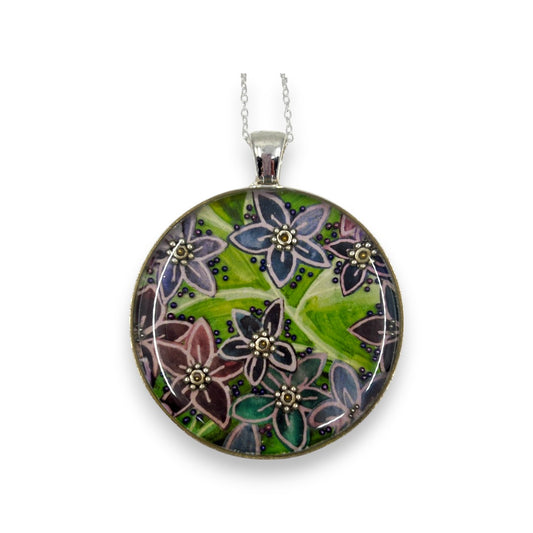 Large Circular Pendant - Pink, Purple & Green