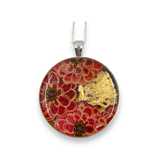 Large Circular Pendant - Pink & Gold