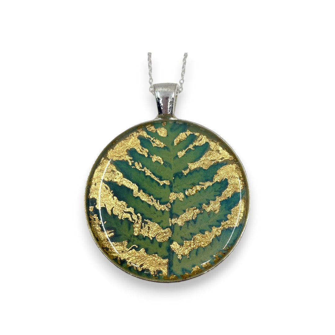 Large Circular Pendant - Green & Gold