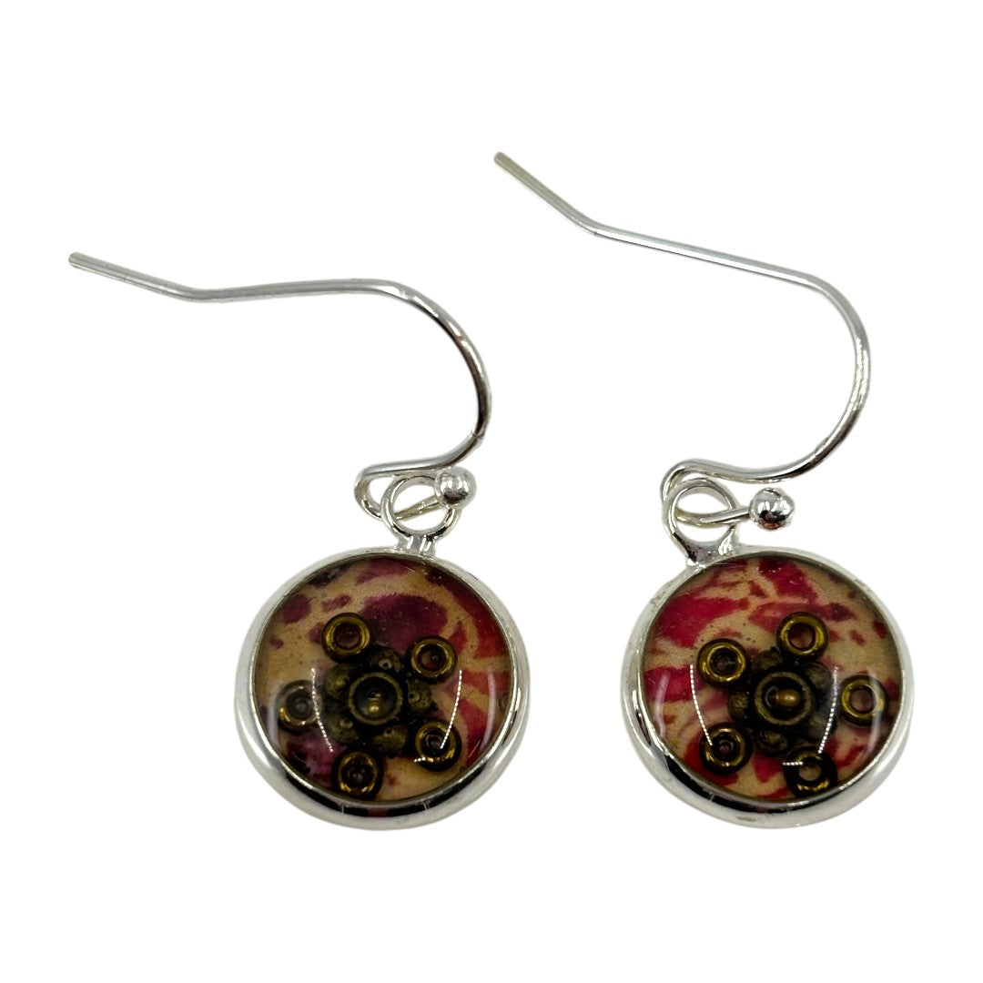 Drop Earrings - Red & Gold