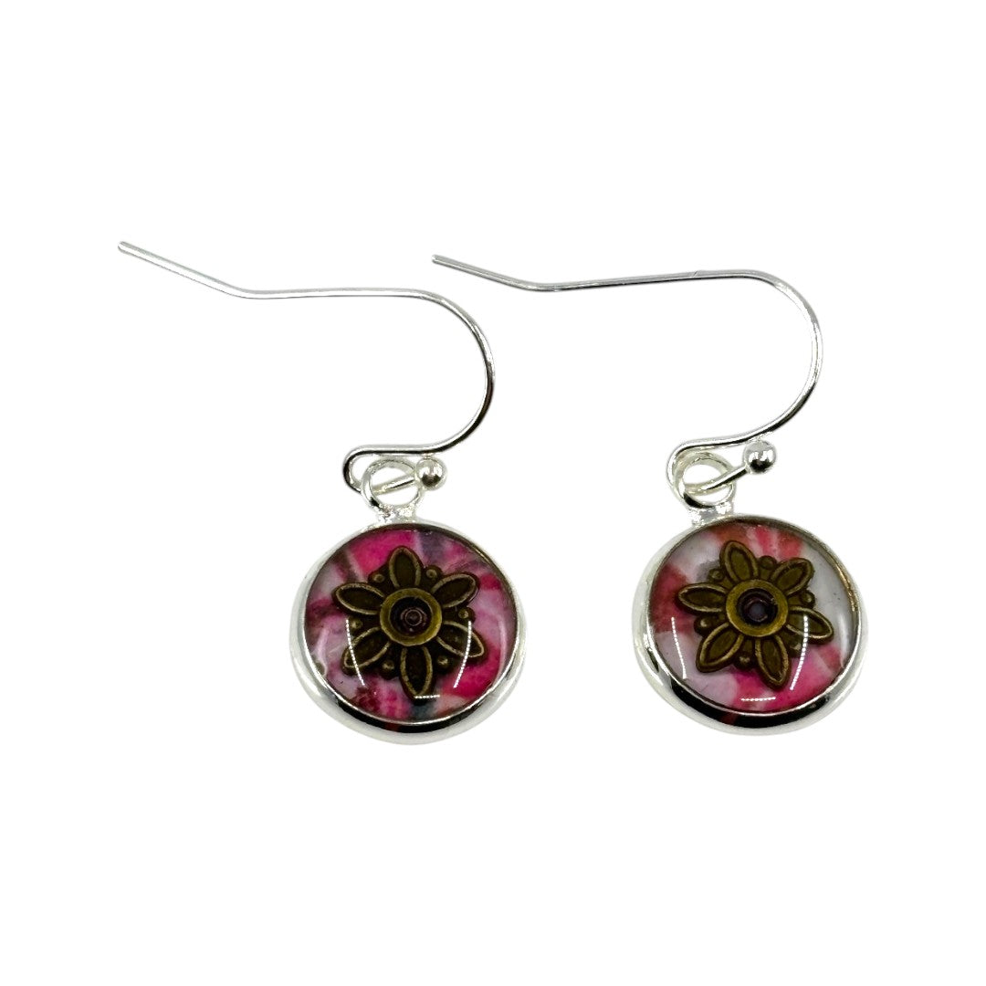 Drop Earrings - Pink, Gold & White