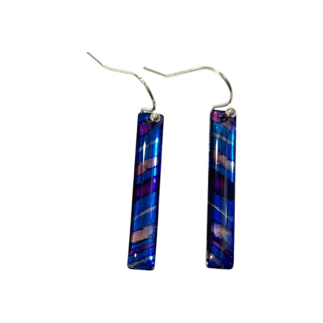 Inky Long Drop Earrings - Blue & Purple