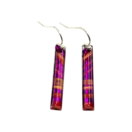 Inky Long Drop Earrings - Cerise & Pink
