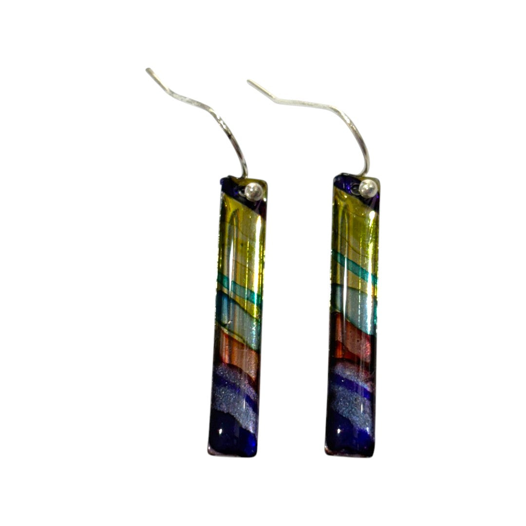 Inky Long Drop Earrings - Yellow, Pink & Purple