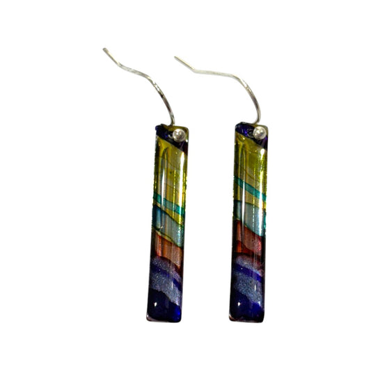 Inky Long Drop Earrings - Yellow, Pink & Purple