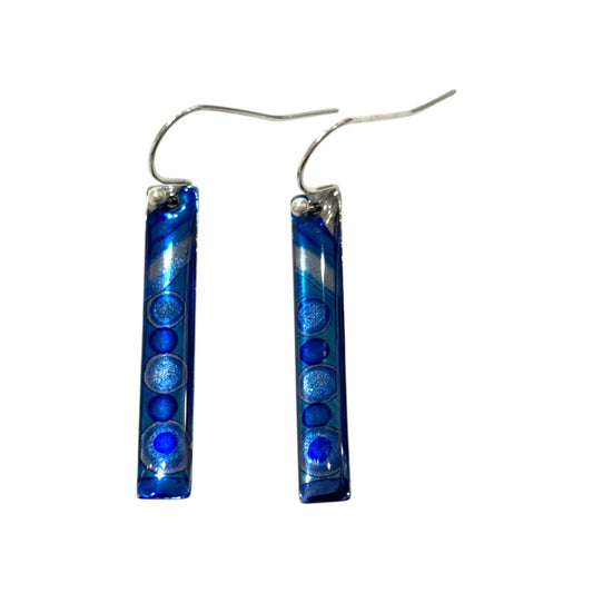 Inky Long Drop Earrings - Blue & Turquoise