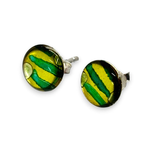 Inky Stud Earrings - Green & Lime