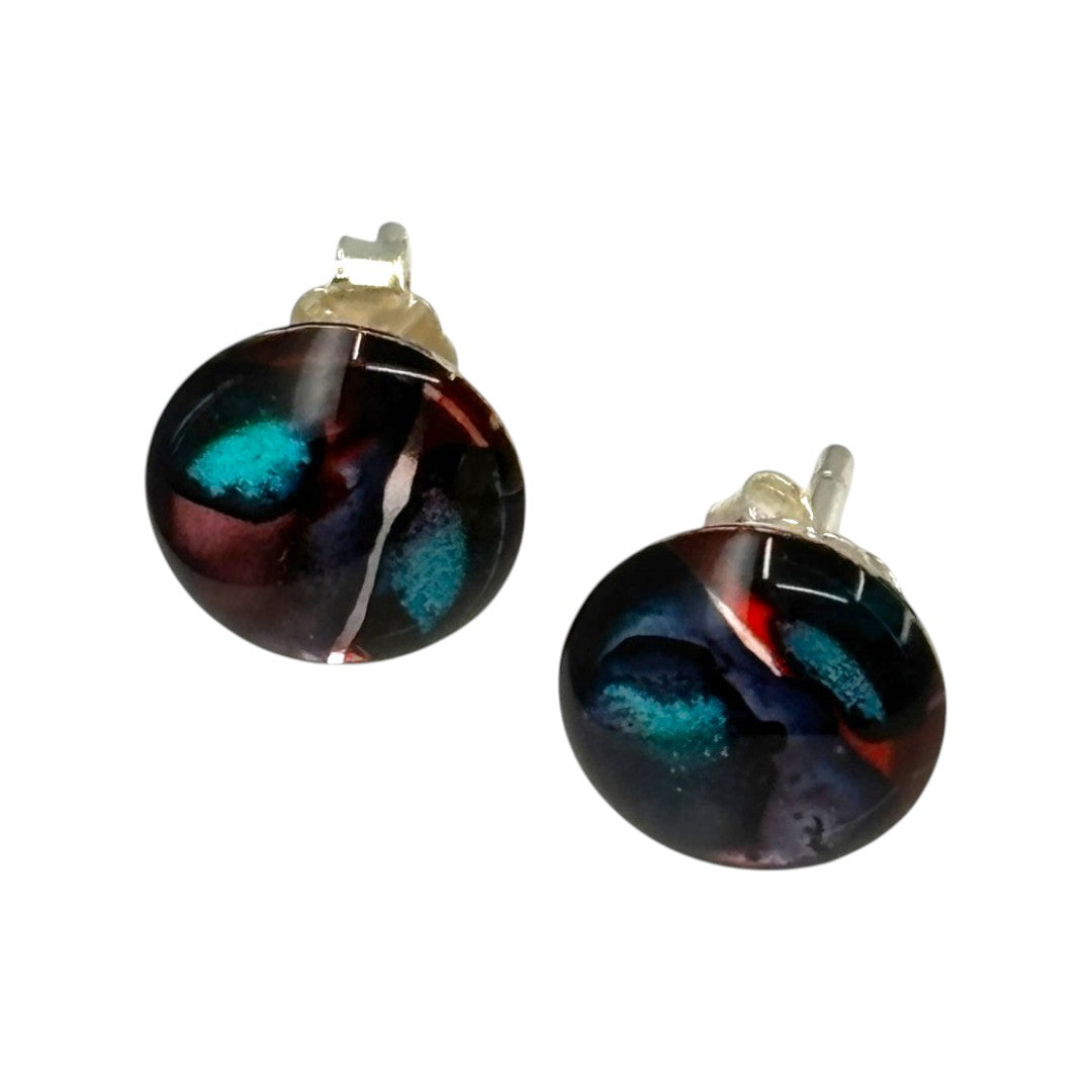 Inky Stud Earrings - Blue & Red