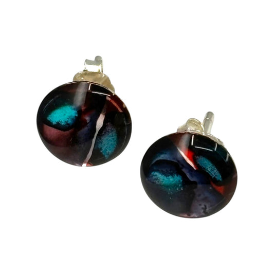 Inky Stud Earrings - Blue & Red