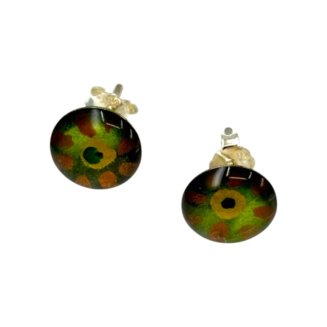 Inky Stud Earrings - Orange & Green