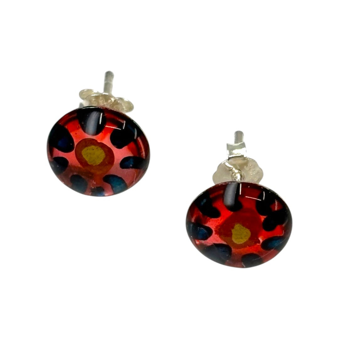 Inky Stud Earrings - Orange, Blue & Yellow