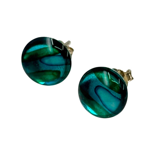 Inky Stud Earrings - Greens