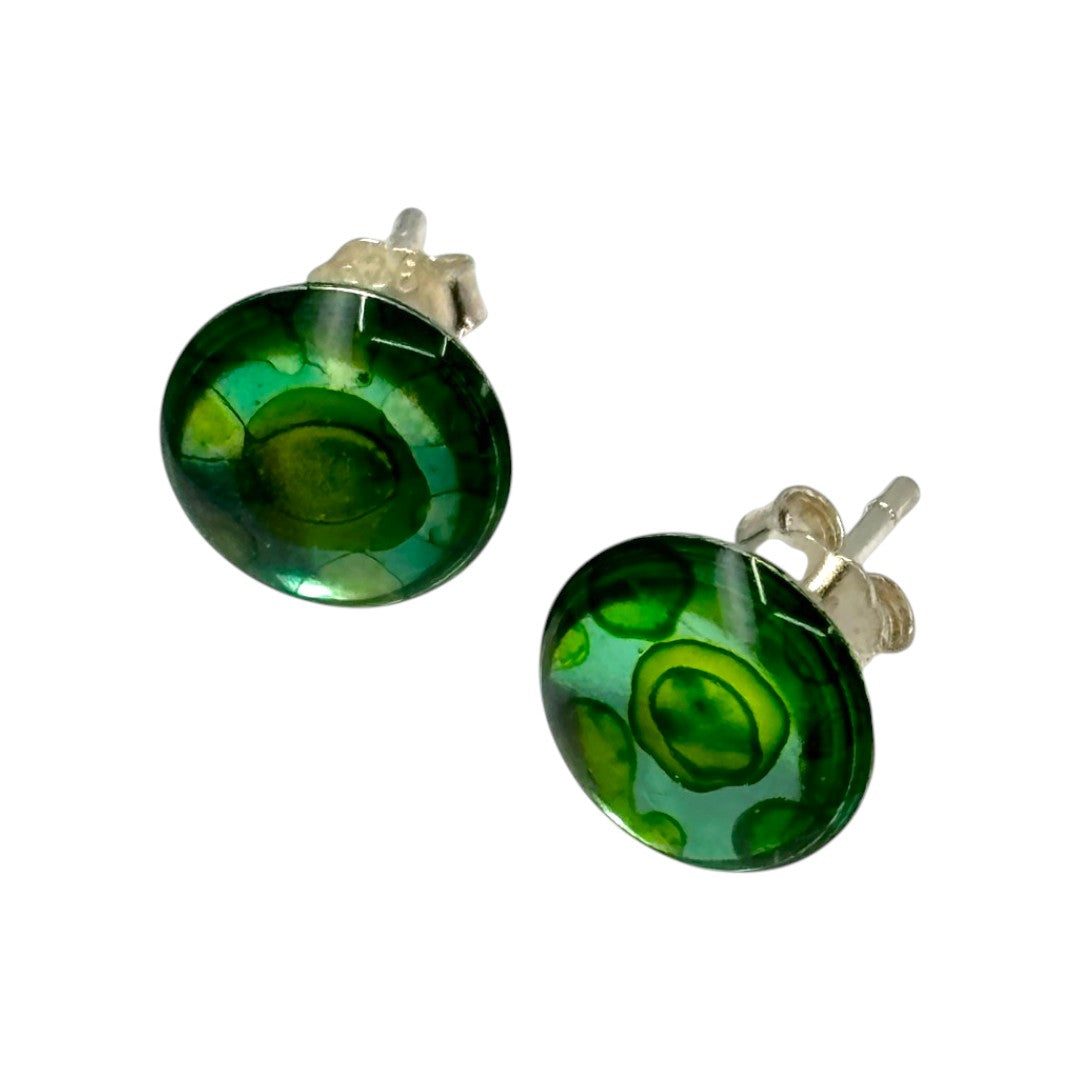 Inky Stud Earrings - Greens