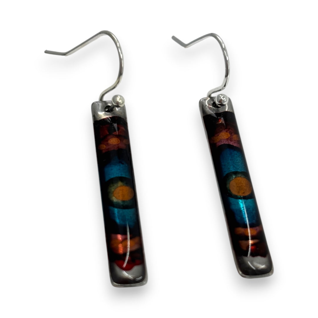 Inky Long Drop Earrings - Copper & Turquoise