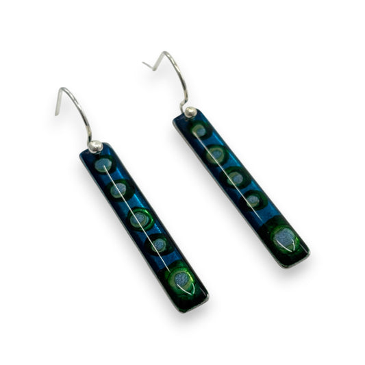 Inky Long Drop Earrings - Lime, & Turquoise