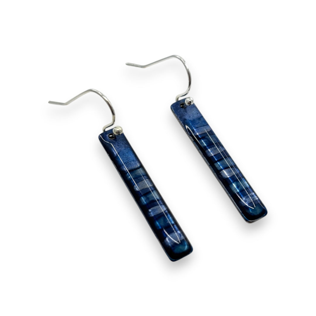 Inky Long Drop Earrings - Purples & Blue
