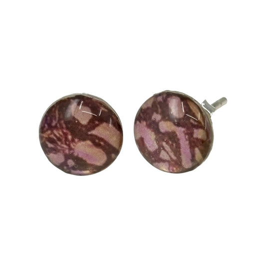 Stud Earrings - Pink & Brown