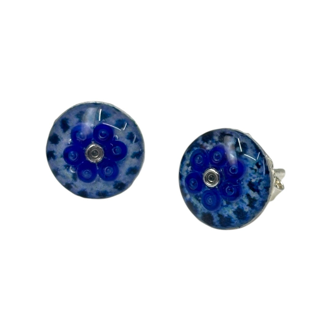 Stud Earrings - Dark Blue & Light Blue
