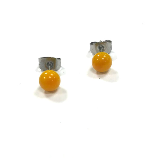 Mini - Ochre Glass Stud Earrings