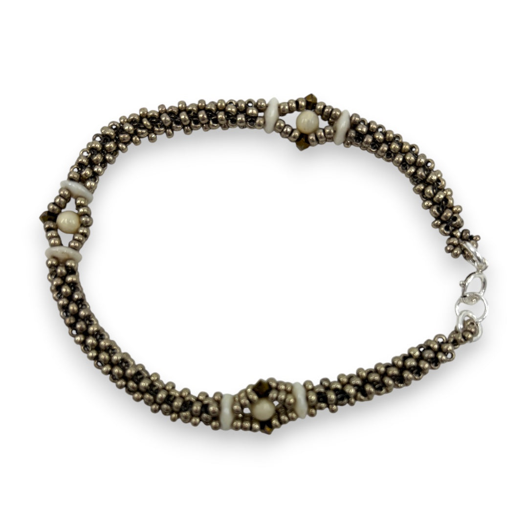 Craw Windows- Bracelet - Ivory & Pewter