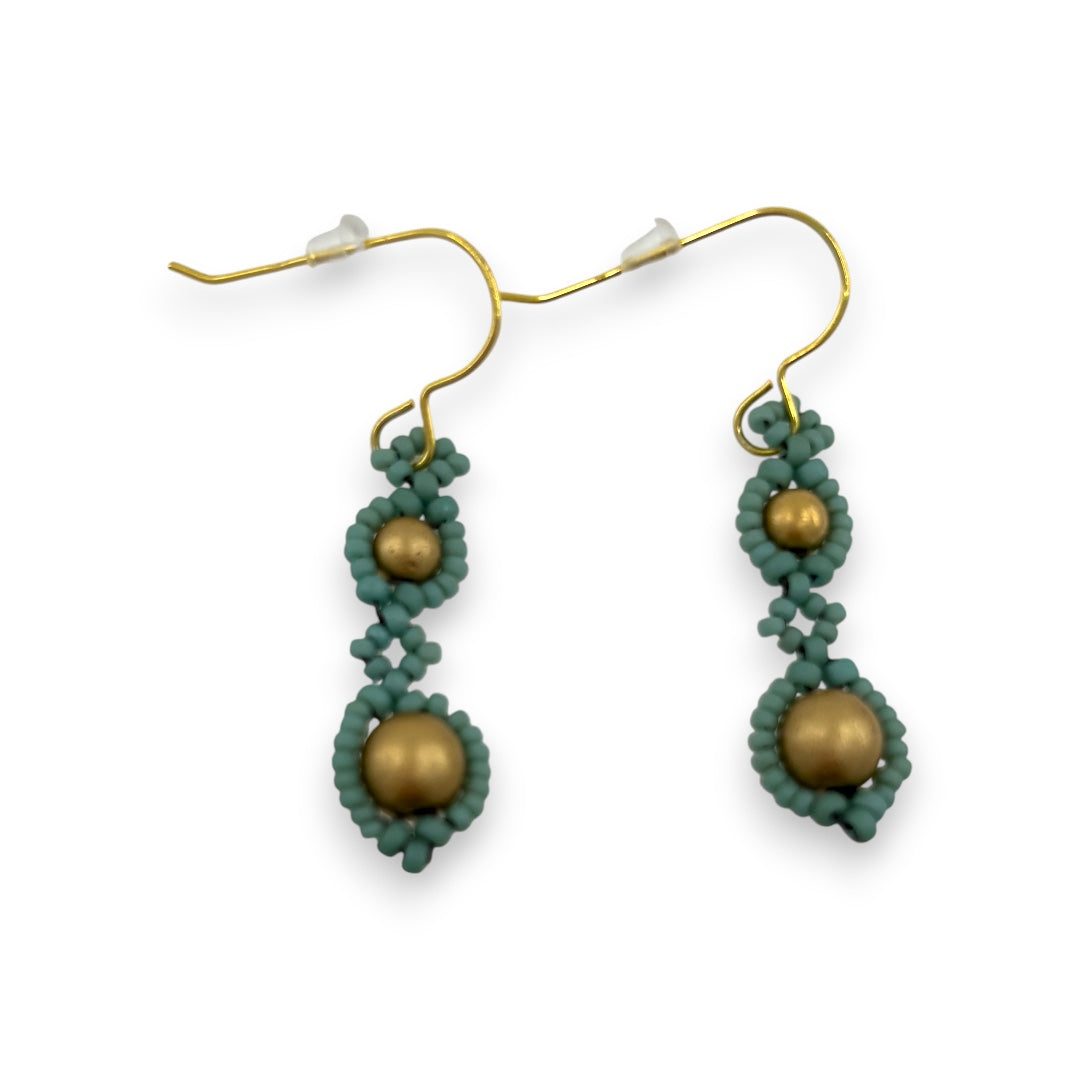 Audrey - Earrings - Seafoam & Gold