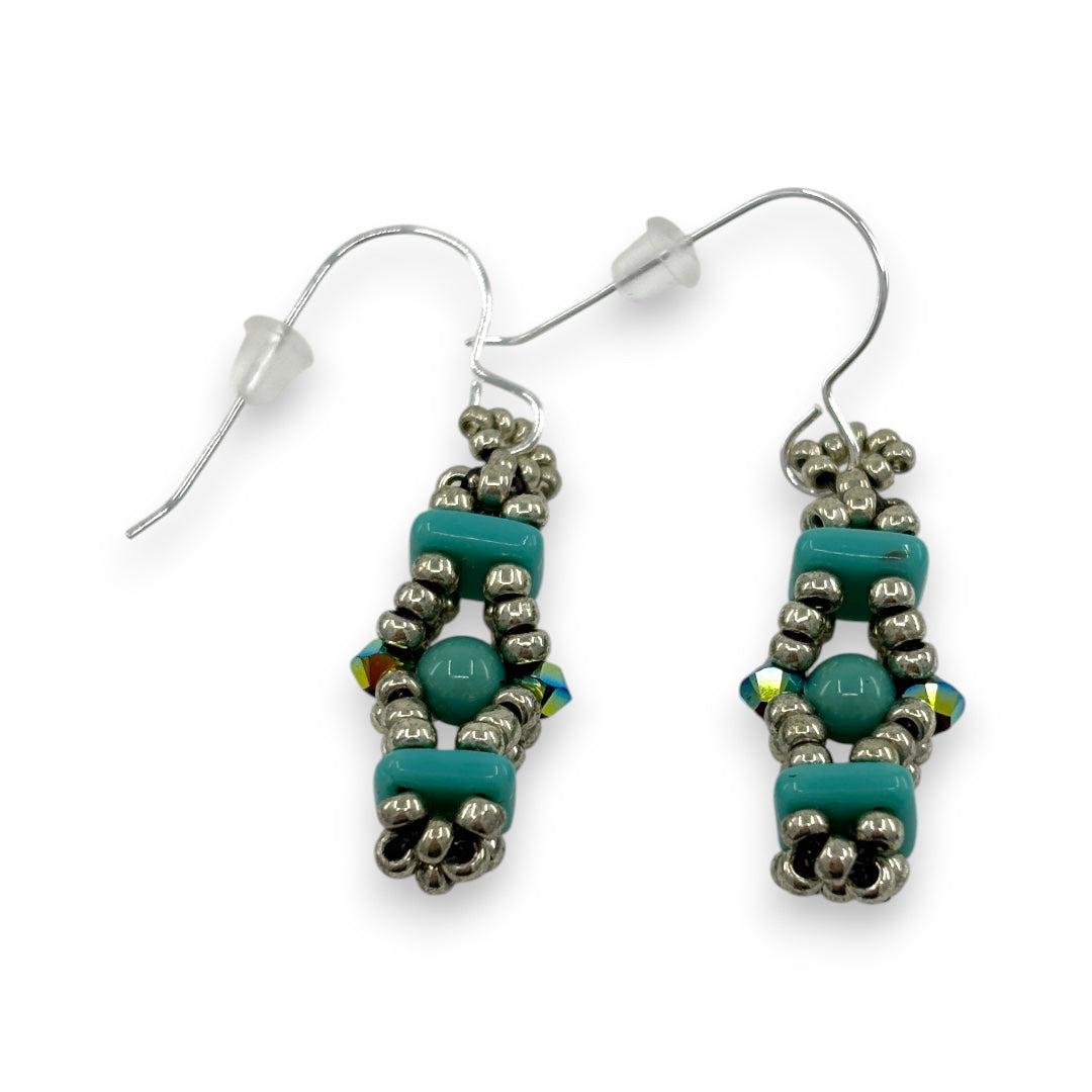 Craw Windows- Earrings - Turquoise & Pewter