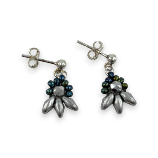 Fleur De Lys - Earrings - Gunmetal & Silver