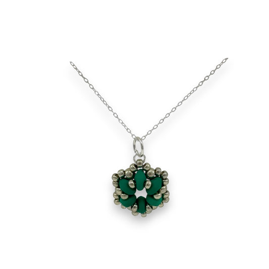 Twin Simple Round - Pendant - Bright Green & Silver