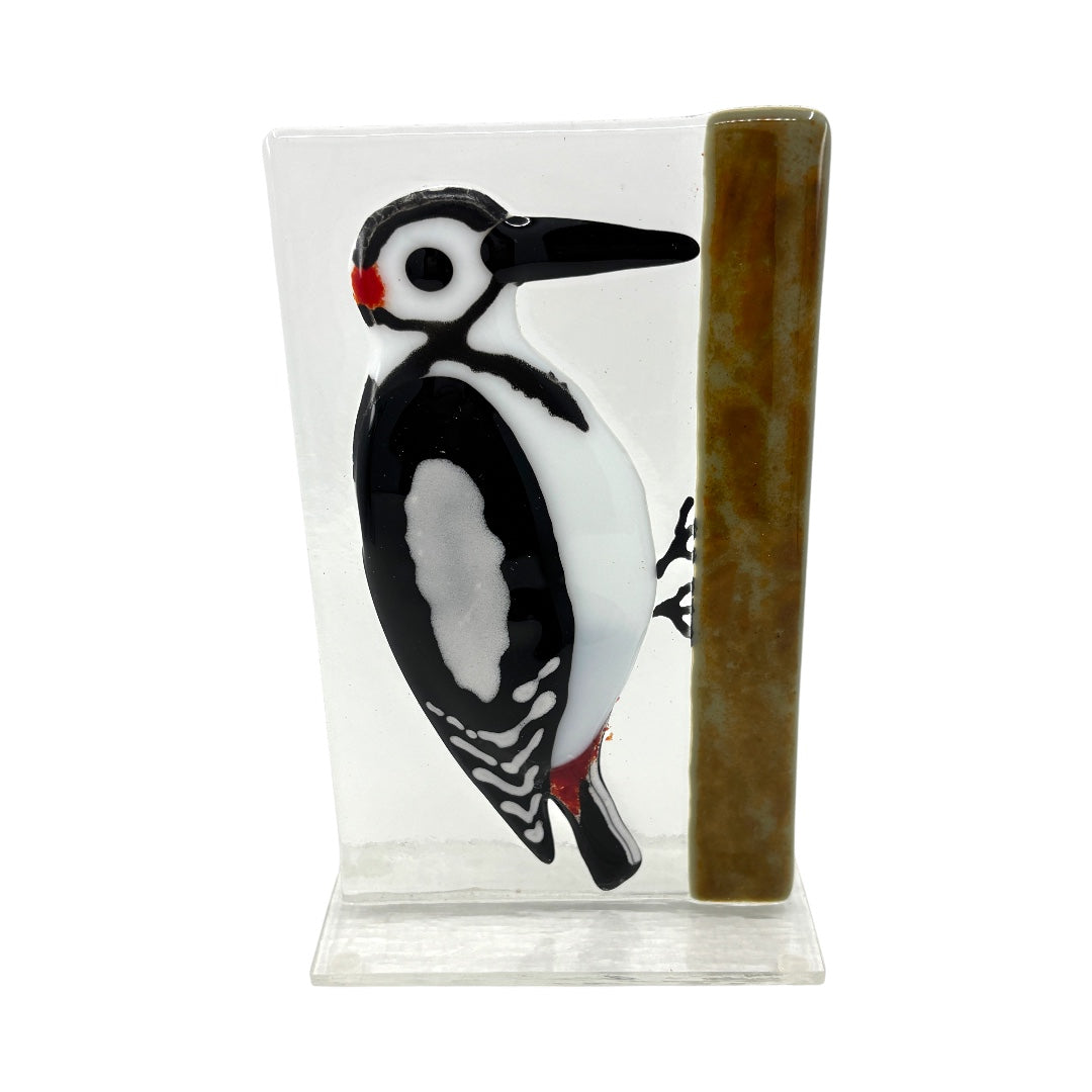 Woodpecker on Glass - Fused Glass