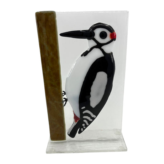 Woodpecker on Glass - Fused Glass