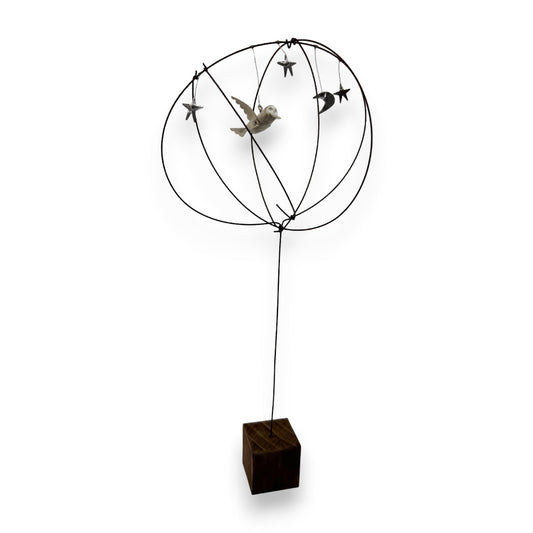 Ernest in the Wire Tree - Wood/Metal Sculpture