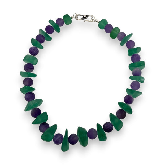 Necklace - Sea Glass & Amethyst
