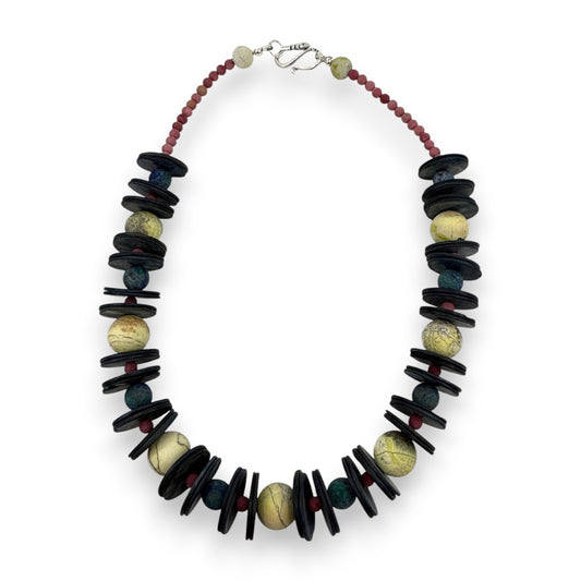Necklace - Yellow Turquoise, Shell, Rhodonite & Chrysocolla