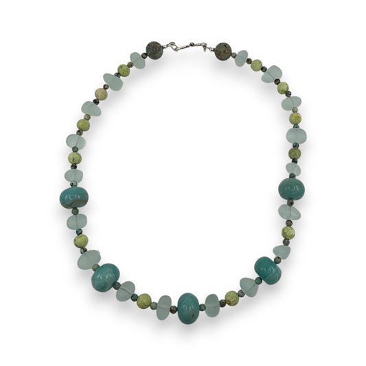 Necklace - Chrysocolla, Hematite, Sea Glass, Turquoise, Serpentine & Amazonite