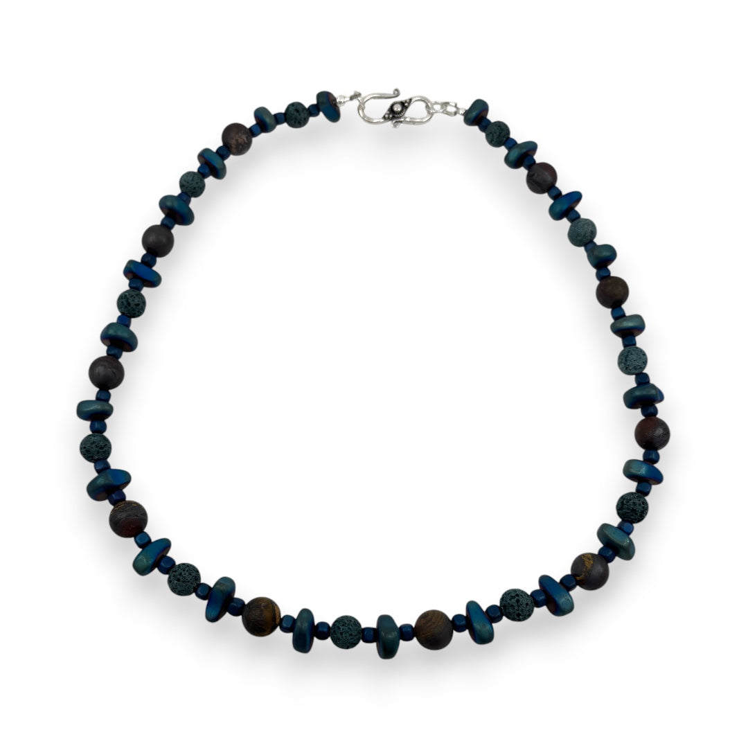 Necklace - Haematite, Lava & Iron Tiger Eye