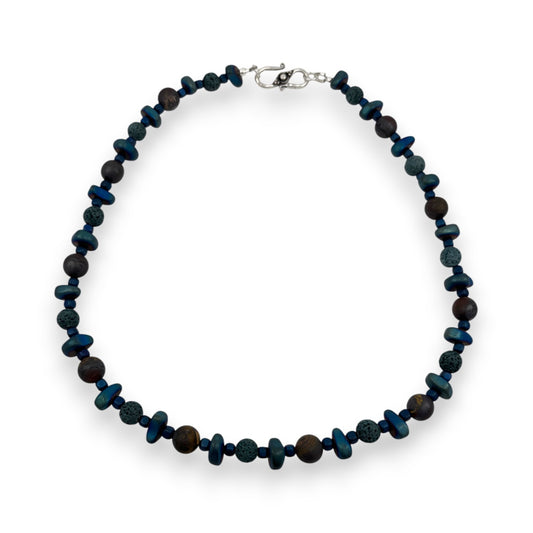 Necklace - Haematite, Lava & Iron Tiger Eye