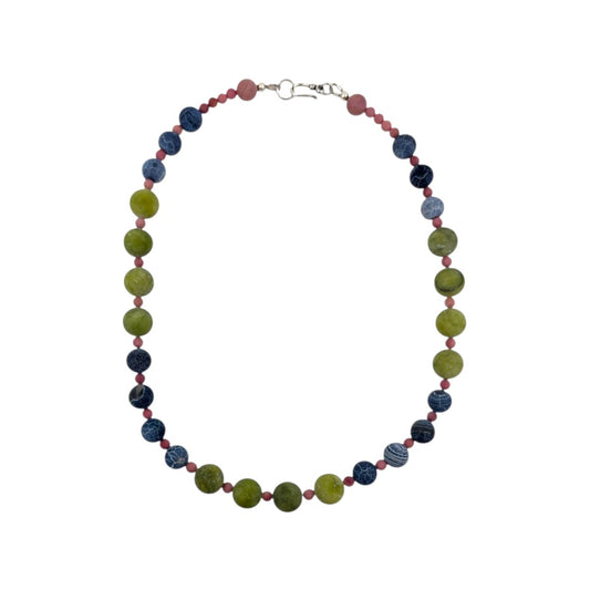 Necklace - Rhodonite, Weathered Agate & Green Opal