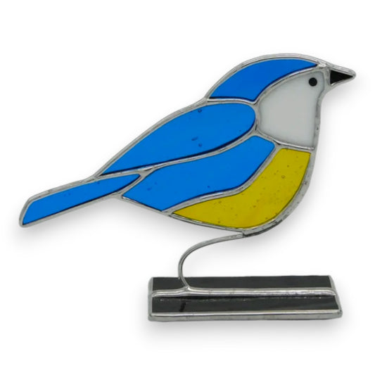 Freestanding Blue Tit on glass - Stained Glass