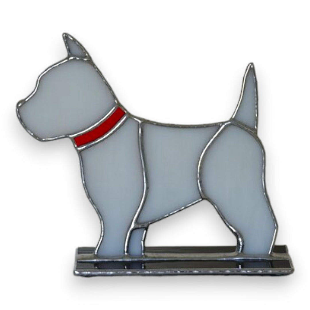 Freestanding Westie Dog on Glass base (Small) - Stained Glass
