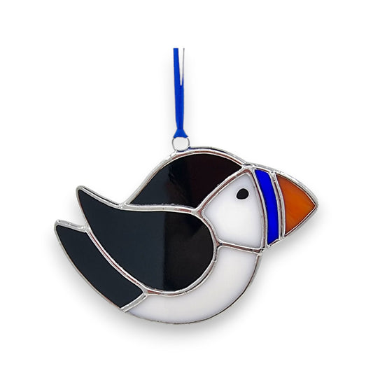 Puffin Round Shape Suncatcher/Window Hanger - Stained Glass